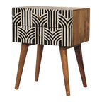 Edessa Bone Inlay Solid Mango Wood Nightstand – Oak-Ish Finish