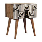 Edessa Bone Inlay Solid Mango Wood Nightstand – Oak-Ish Finish
