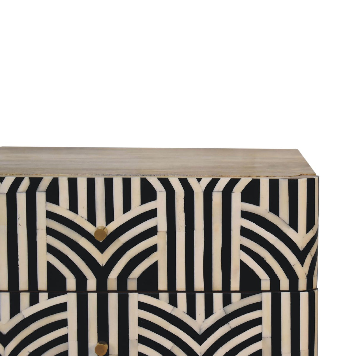 Edessa Bone Inlay Solid Mango Wood Nightstand – Oak-Ish Finish