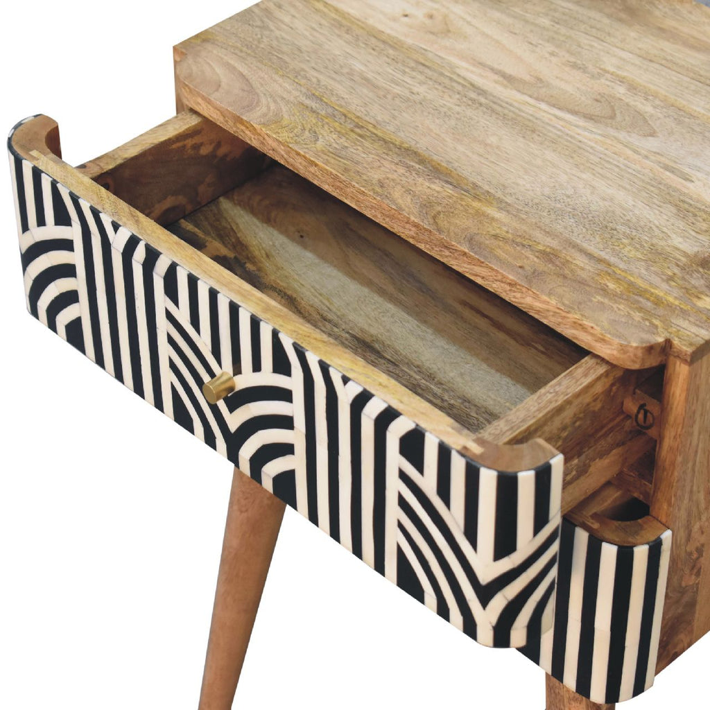 Edessa Bone Inlay Solid Mango Wood Nightstand – Oak-Ish Finish