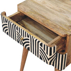 Edessa Bone Inlay Solid Mango Wood Nightstand – Oak-Ish Finish