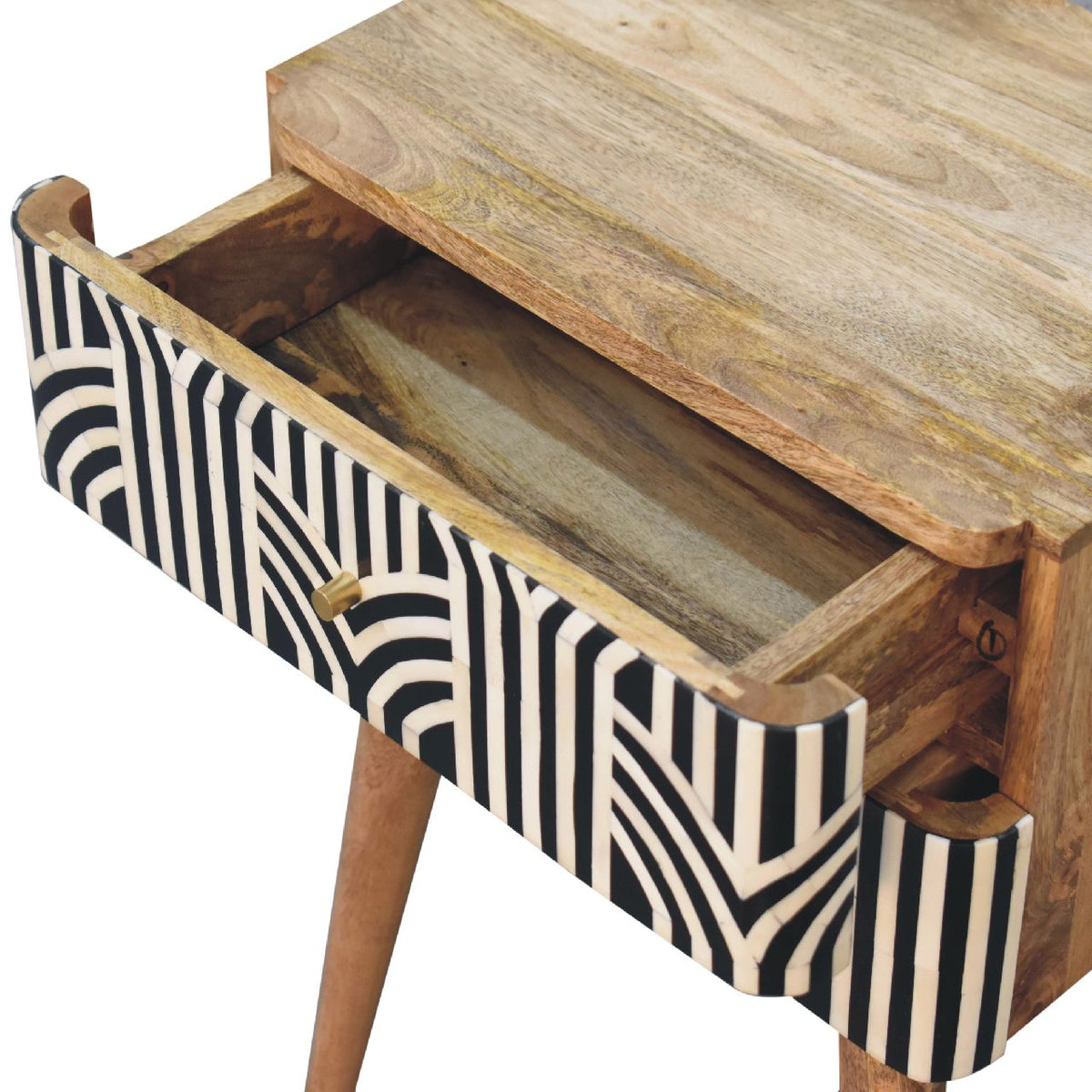 Edessa Bone Inlay Solid Mango Wood Nightstand – Oak-Ish Finish