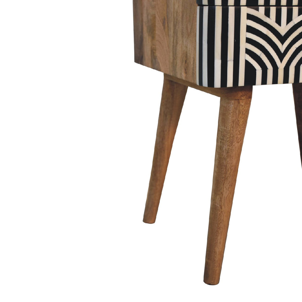 Edessa Bone Inlay Solid Mango Wood Nightstand – Oak-Ish Finish