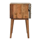 Edessa Bone Inlay Solid Mango Wood Nightstand – Oak-Ish Finish
