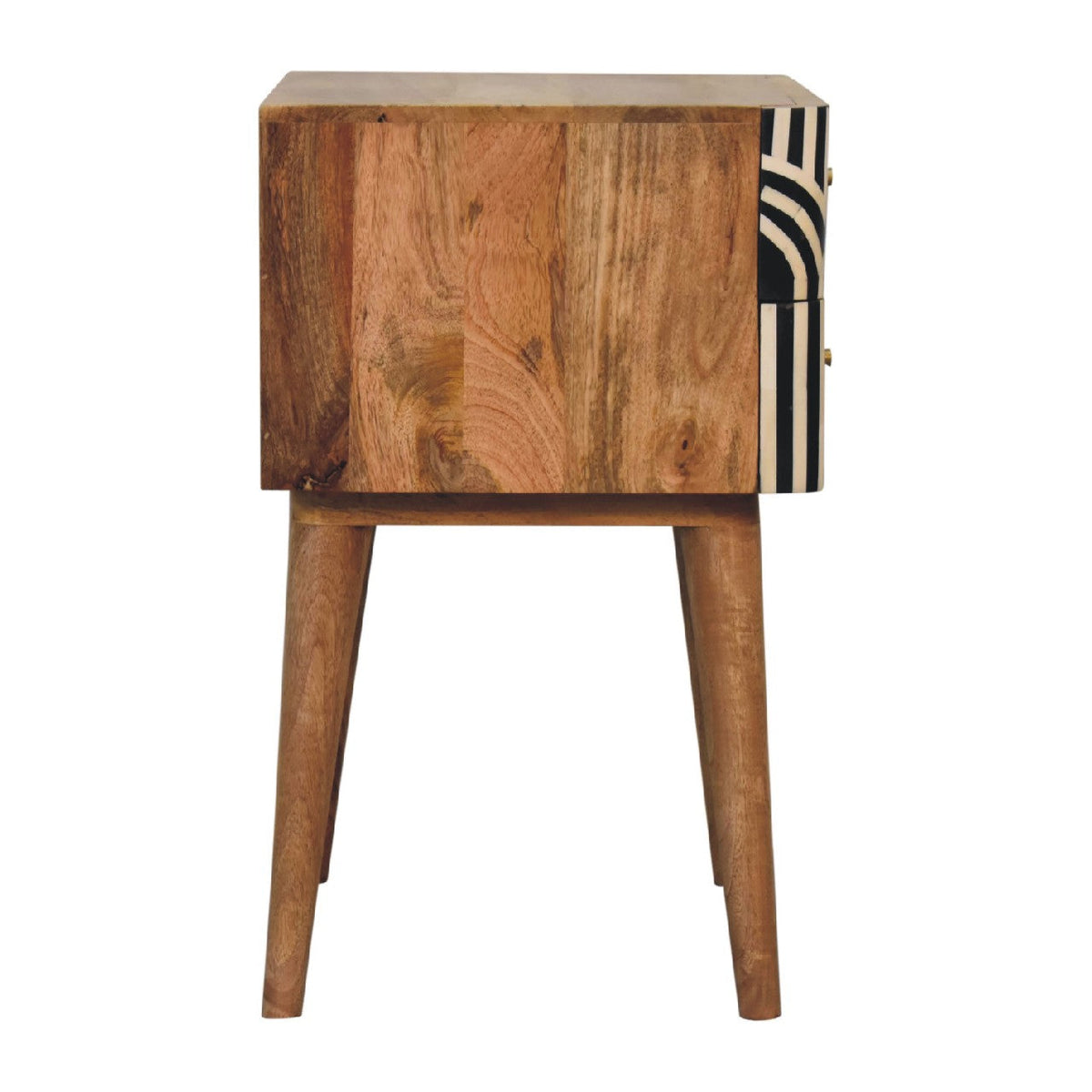 Edessa Bone Inlay Solid Mango Wood Nightstand – Oak-Ish Finish