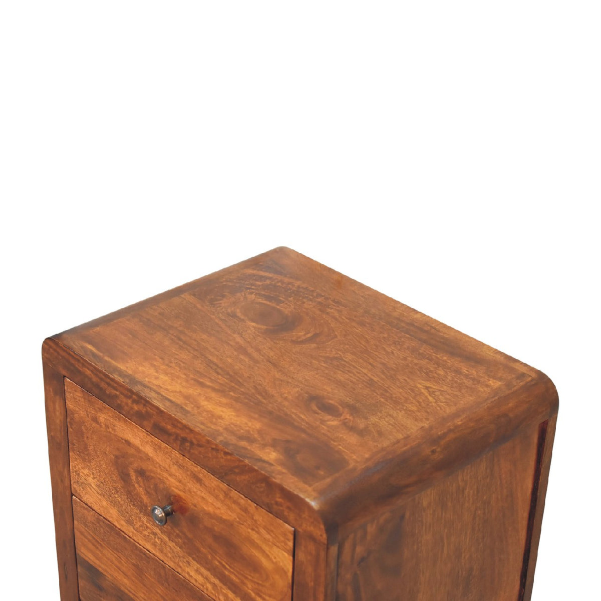 Naya Solid Mango Wood 3-Drawer Nightstand – Chestnut Finish