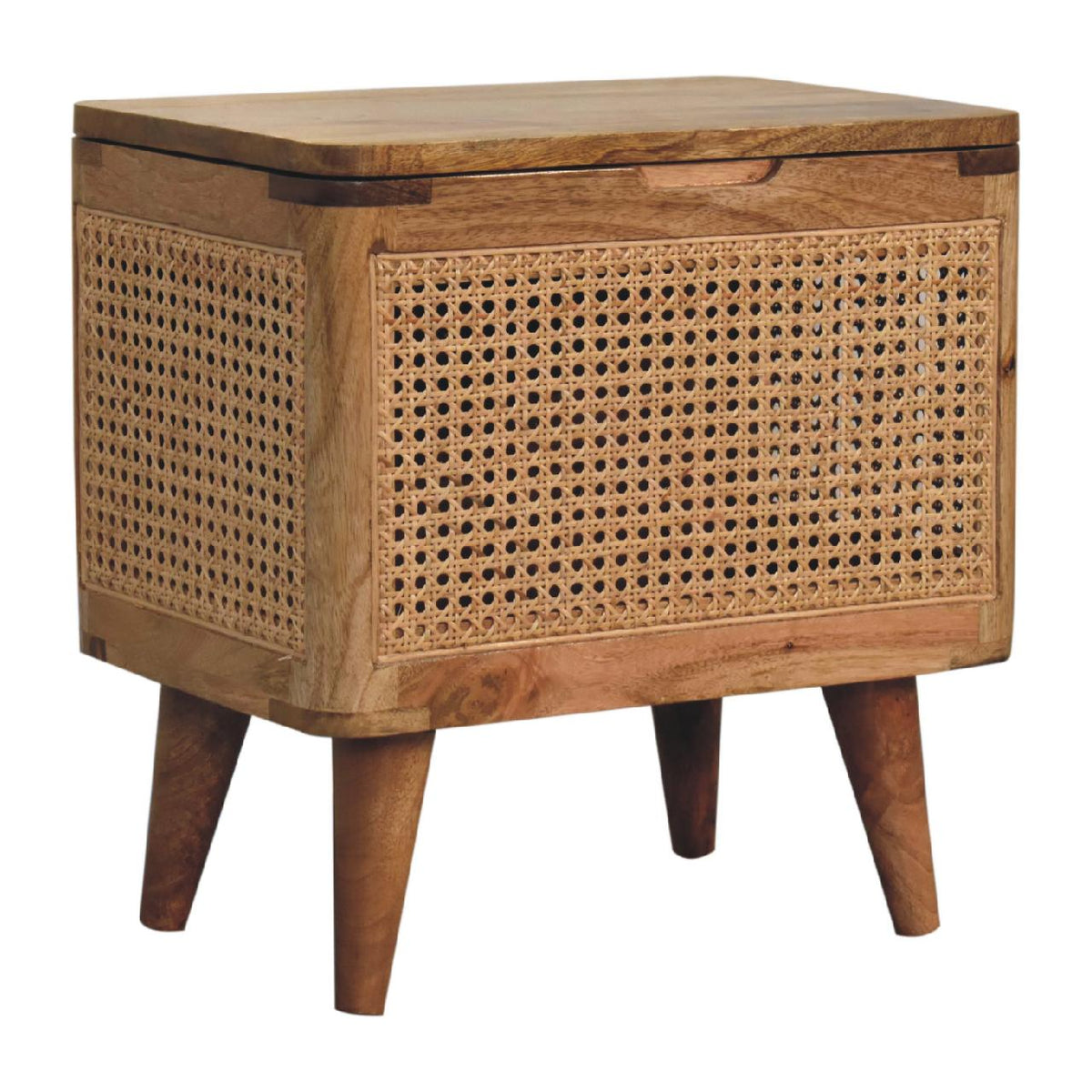 Larissa Lid-Up Storage Solid Mango Wood Stool – Oak-Ish Finish