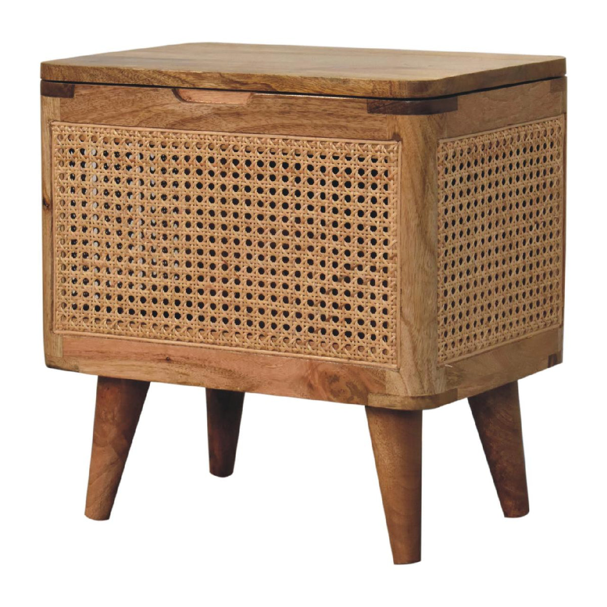 Larissa Lid-Up Storage Solid Mango Wood Stool – Oak-Ish Finish
