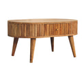 Stripe Solid Mango Wood Coffee Table – Oak-Ish Finish