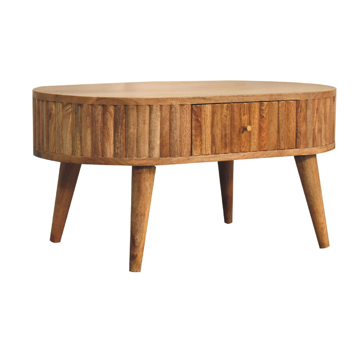 Stripe Solid Mango Wood Coffee Table – Oak-Ish Finish