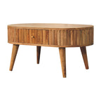 Stripe Solid Mango Wood Coffee Table – Oak-Ish Finish