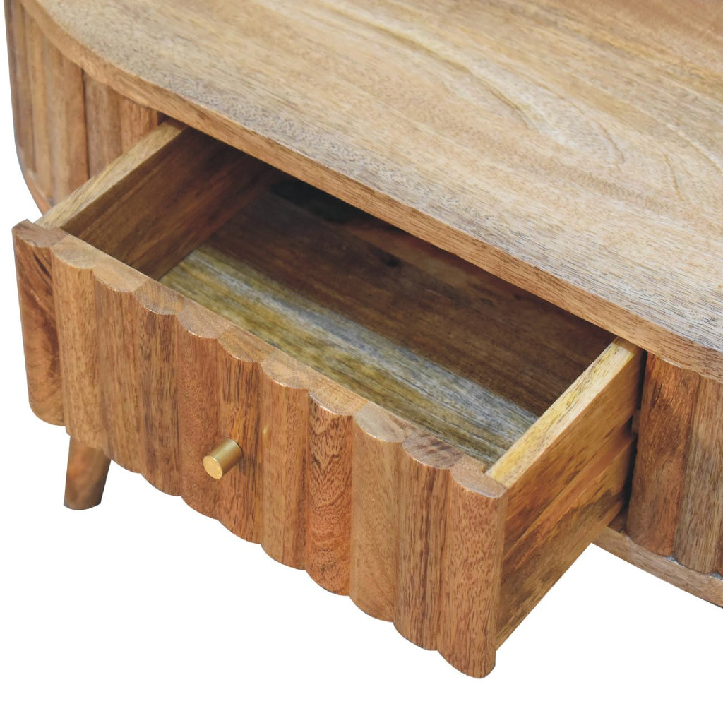 Stripe Solid Mango Wood Coffee Table – Oak-Ish Finish
