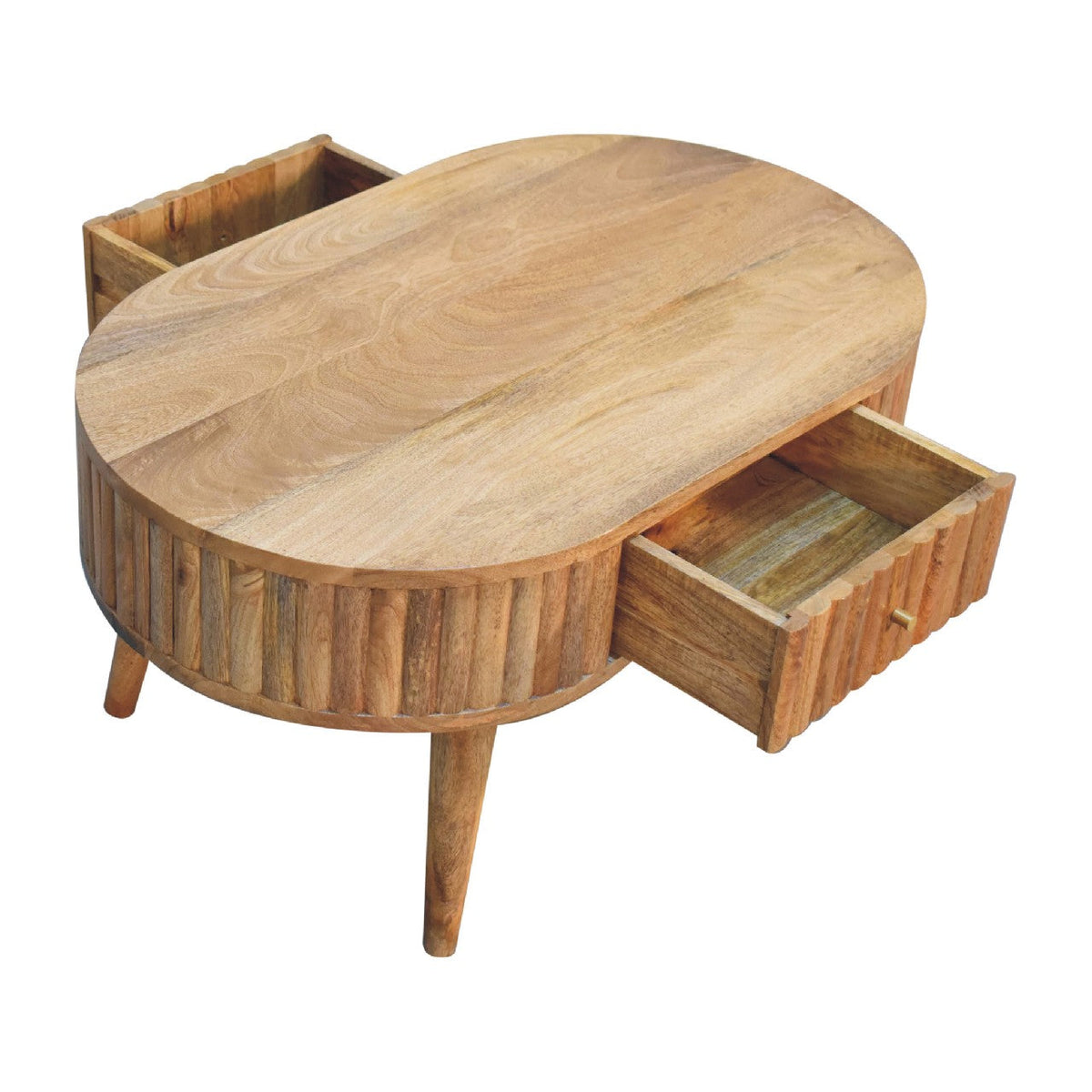 Stripe Solid Mango Wood Coffee Table – Oak-Ish Finish