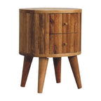 Stripe Solid Mango Wood Nightstand – Oak-Ish Finish