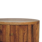 Stripe Solid Mango Wood Nightstand – Oak-Ish Finish