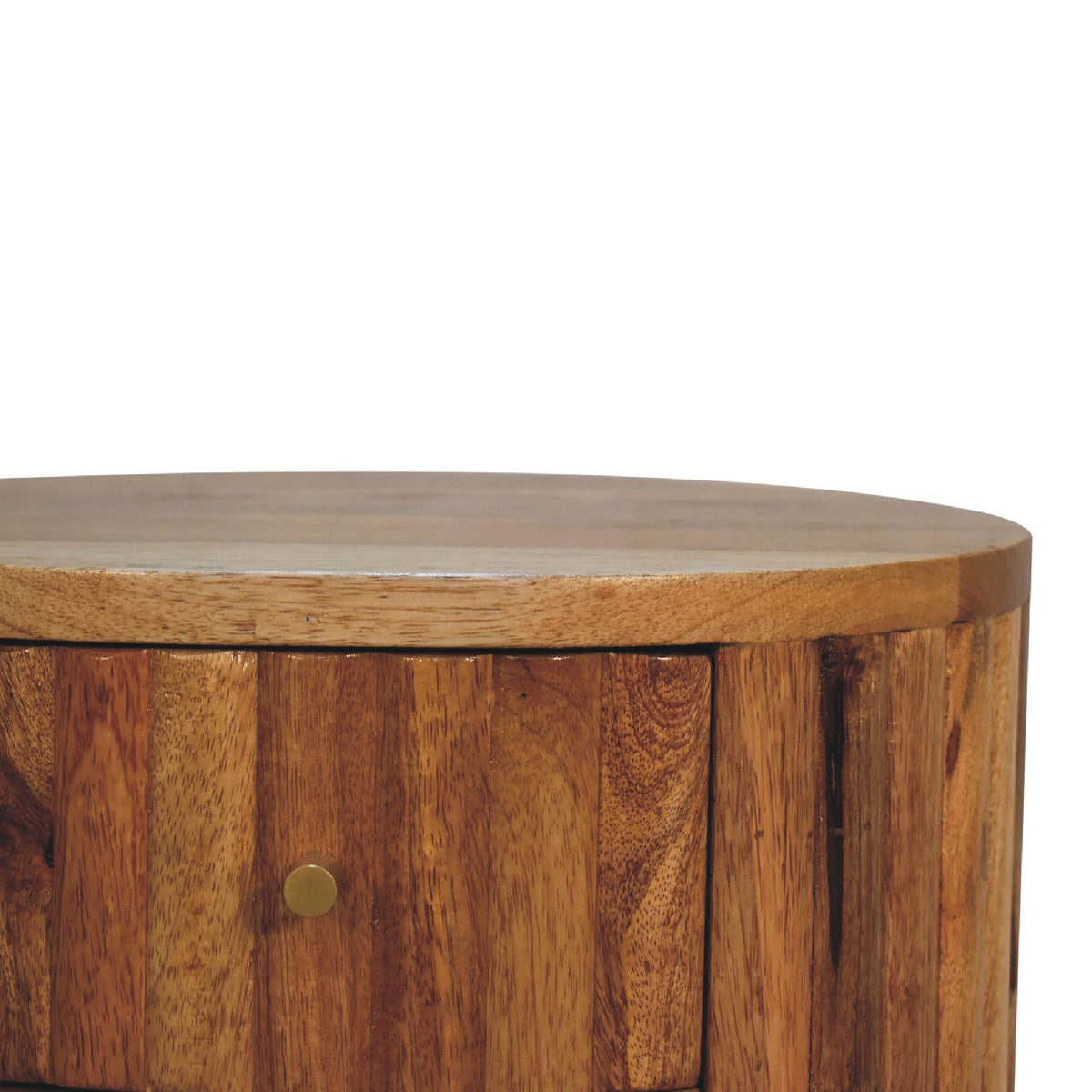 Stripe Solid Mango Wood Nightstand – Oak-Ish Finish