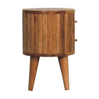 Stripe Solid Mango Wood Nightstand – Oak-Ish Finish