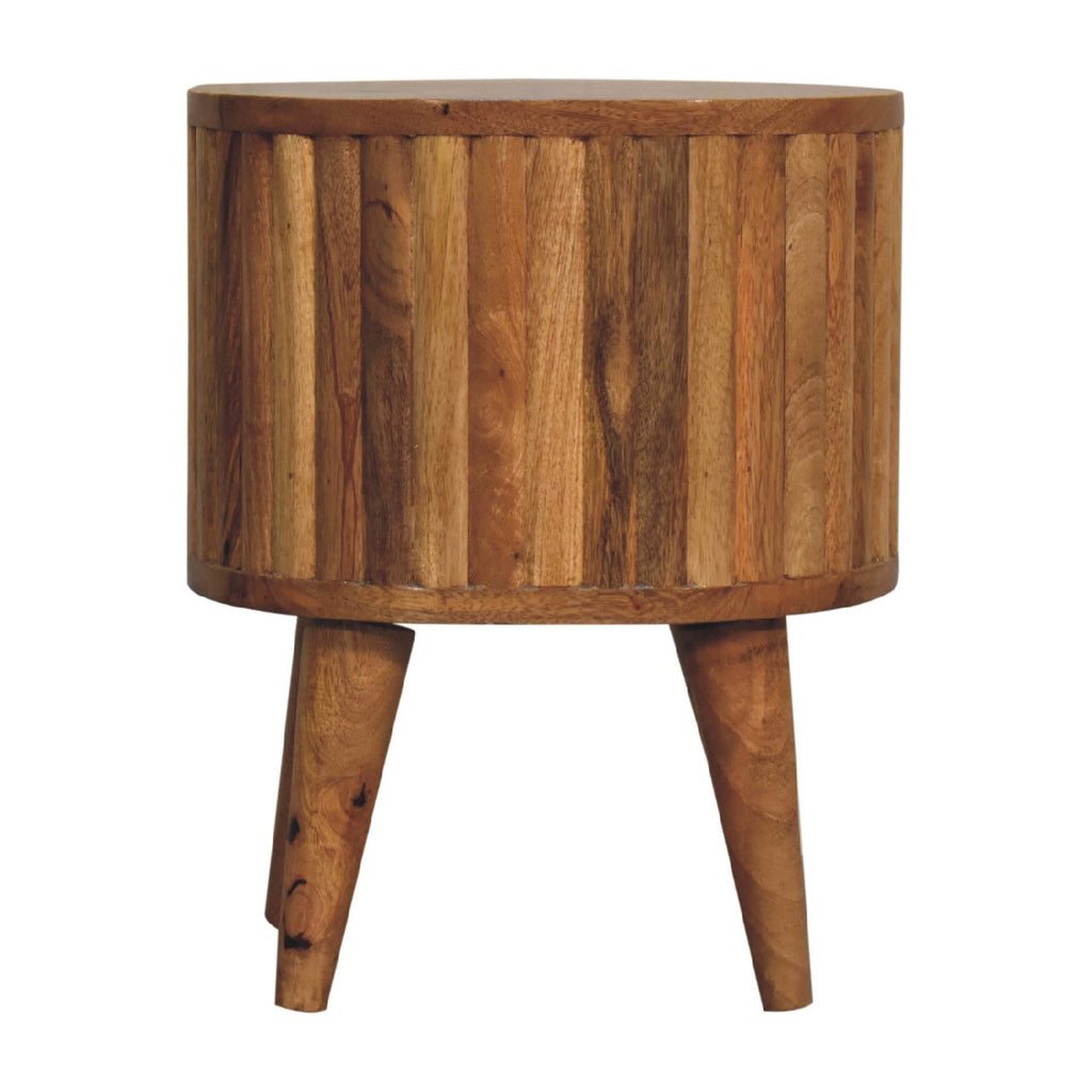 Stripe Solid Mango Wood Nightstand – Oak-Ish Finish