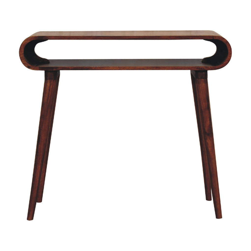Amaya Nordic Style Solid Mango Wood Console Table – Chestnut Finish