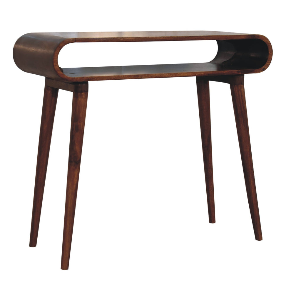 Amaya Nordic Style Solid Mango Wood Console Table – Chestnut Finish