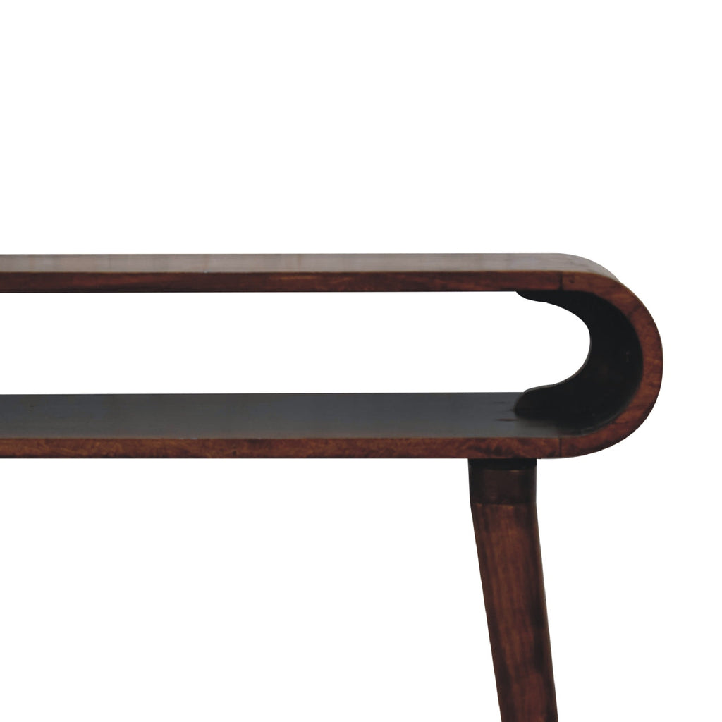 Amaya Nordic Style Solid Mango Wood Console Table – Chestnut Finish