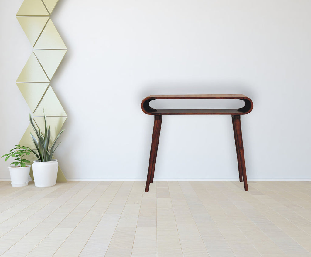 Amaya Nordic Style Solid Mango Wood Console Table – Chestnut Finish