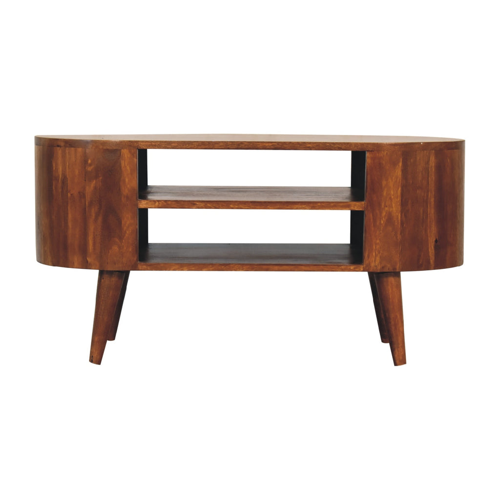 Cortez Solid Mango Wood Media Unit – Chestnut Finish