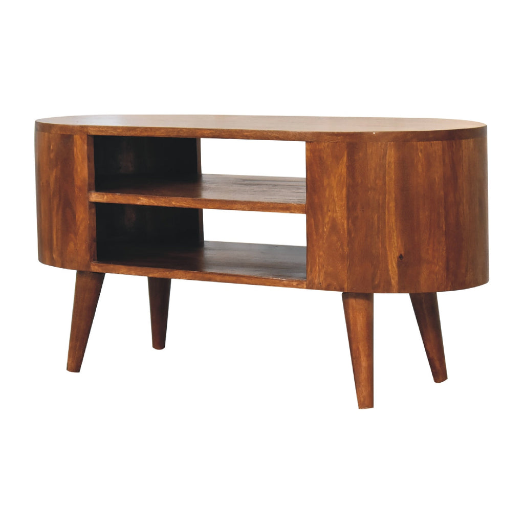 Cortez Solid Mango Wood Media Unit – Chestnut Finish