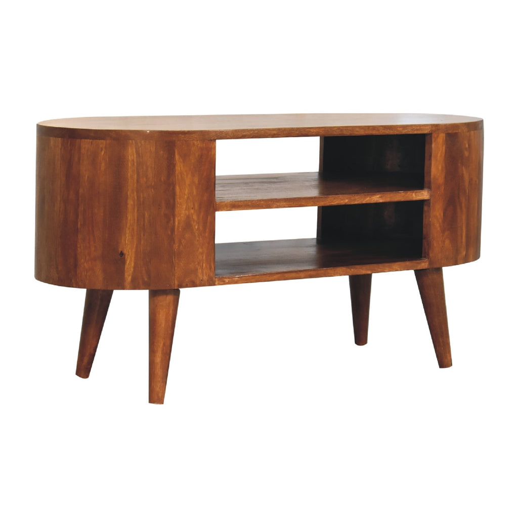 Cortez Solid Mango Wood Media Unit – Chestnut Finish