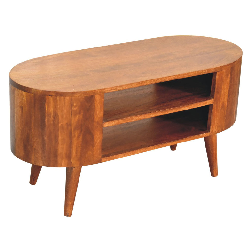 Cortez Solid Mango Wood Media Unit – Chestnut Finish