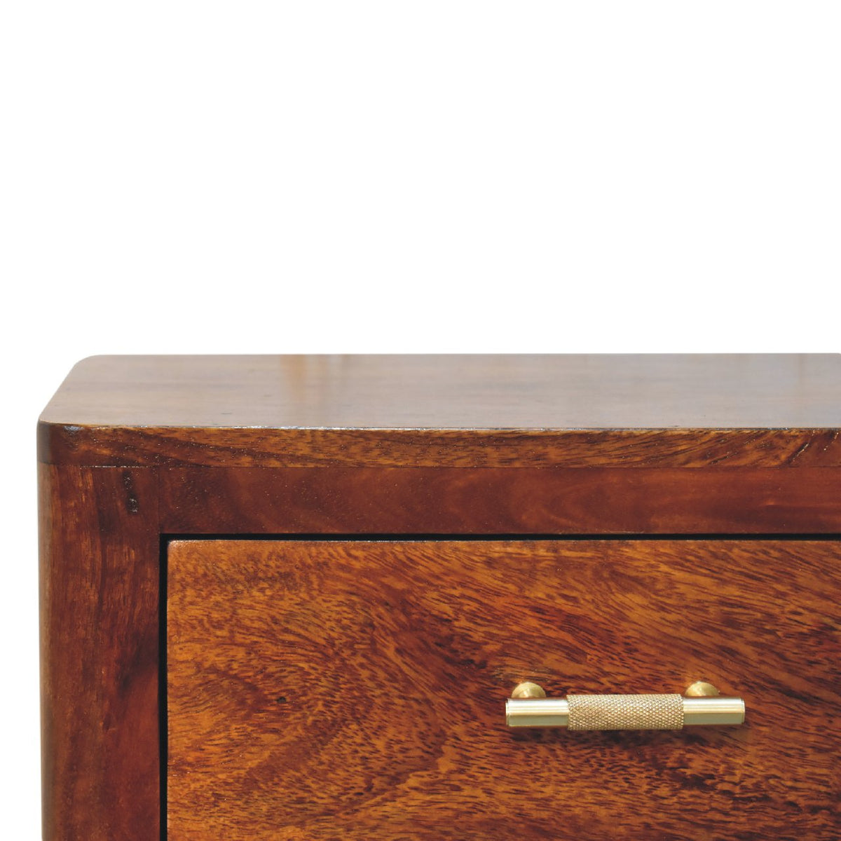 Luca Solid Mango Wood 3-Drawer Nightstand – Chestnut Finish