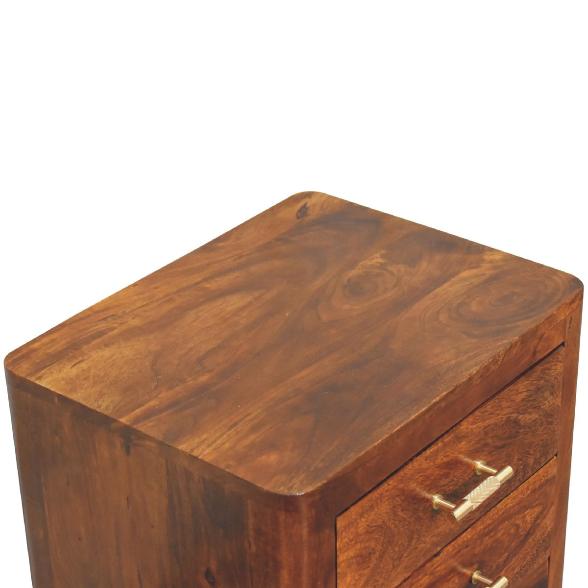 Luca Solid Mango Wood 3-Drawer Nightstand – Chestnut Finish