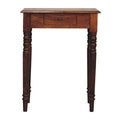 Solid Mango Wood Writing Desk – Chestnut Finish, 1 Drawers & Turned Fluted Legs