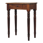 Solid Mango Wood Writing Desk – Chestnut Finish, 1 Drawers & Turned Fluted Legs