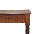 Solid Mango Wood Writing Desk – Chestnut Finish, 1 Drawers & Turned Fluted Legs