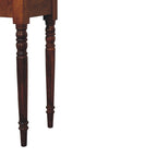 Solid Mango Wood Writing Desk – Chestnut Finish, 1 Drawers & Turned Fluted Legs
