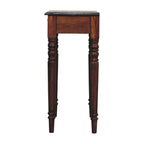 Solid Mango Wood Writing Desk – Chestnut Finish, 1 Drawers & Turned Fluted Legs