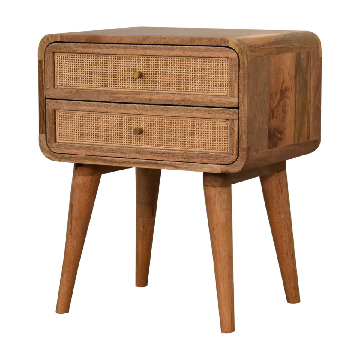 Close-Knit 2-Drawer Solid Mango Wood Nightstand – Oak-Ish Finish