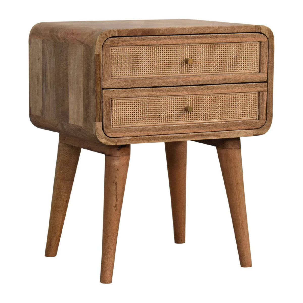 Close-Knit 2-Drawer Solid Mango Wood Nightstand – Oak-Ish Finish