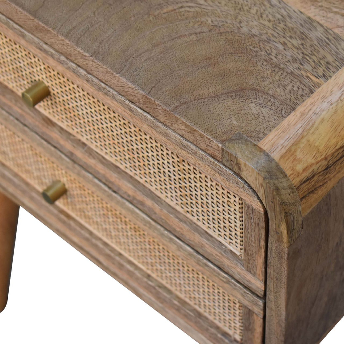 Close-Knit 2-Drawer Solid Mango Wood Nightstand – Oak-Ish Finish