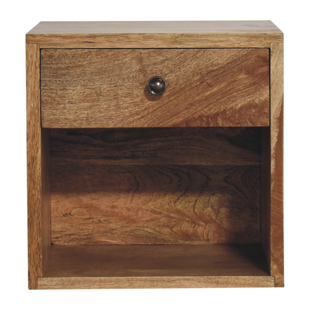 Floating Mini Classic Solid Mango Wood Nightstand – Oak-Ish Finish