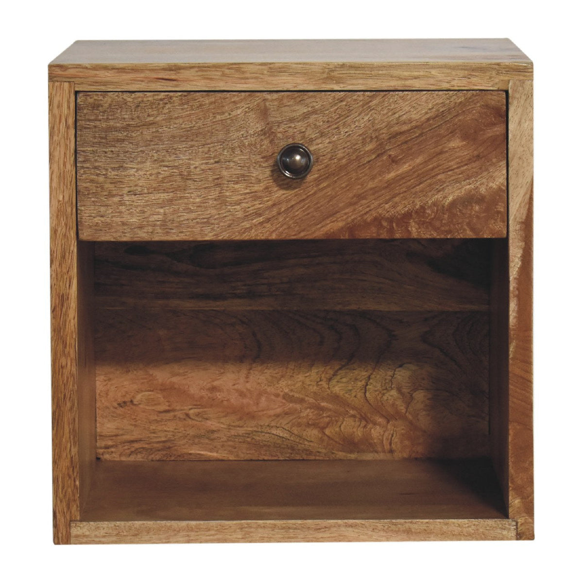 Floating Mini Classic Solid Mango Wood Nightstand – Oak-Ish Finish