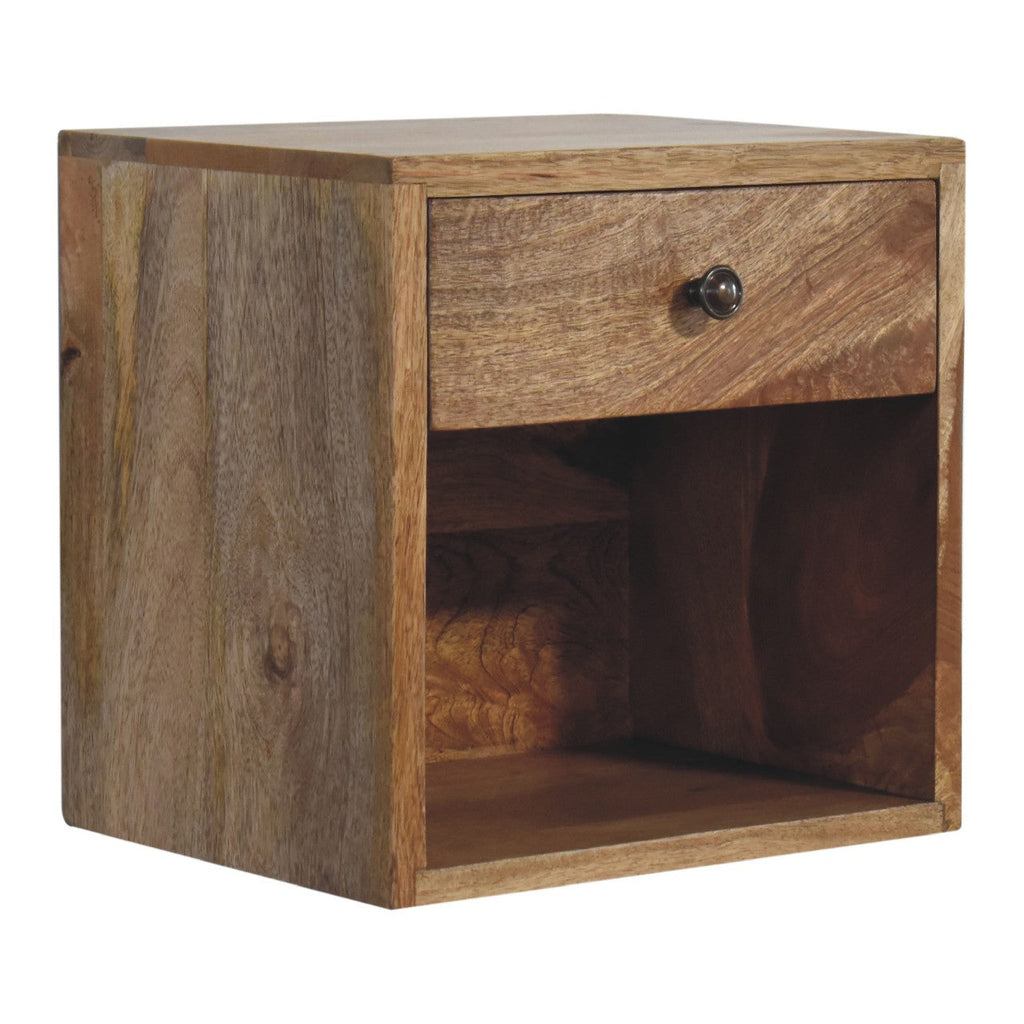 Floating Mini Classic Solid Mango Wood Nightstand – Oak-Ish Finish