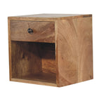 Floating Mini Classic Solid Mango Wood Nightstand – Oak-Ish Finish