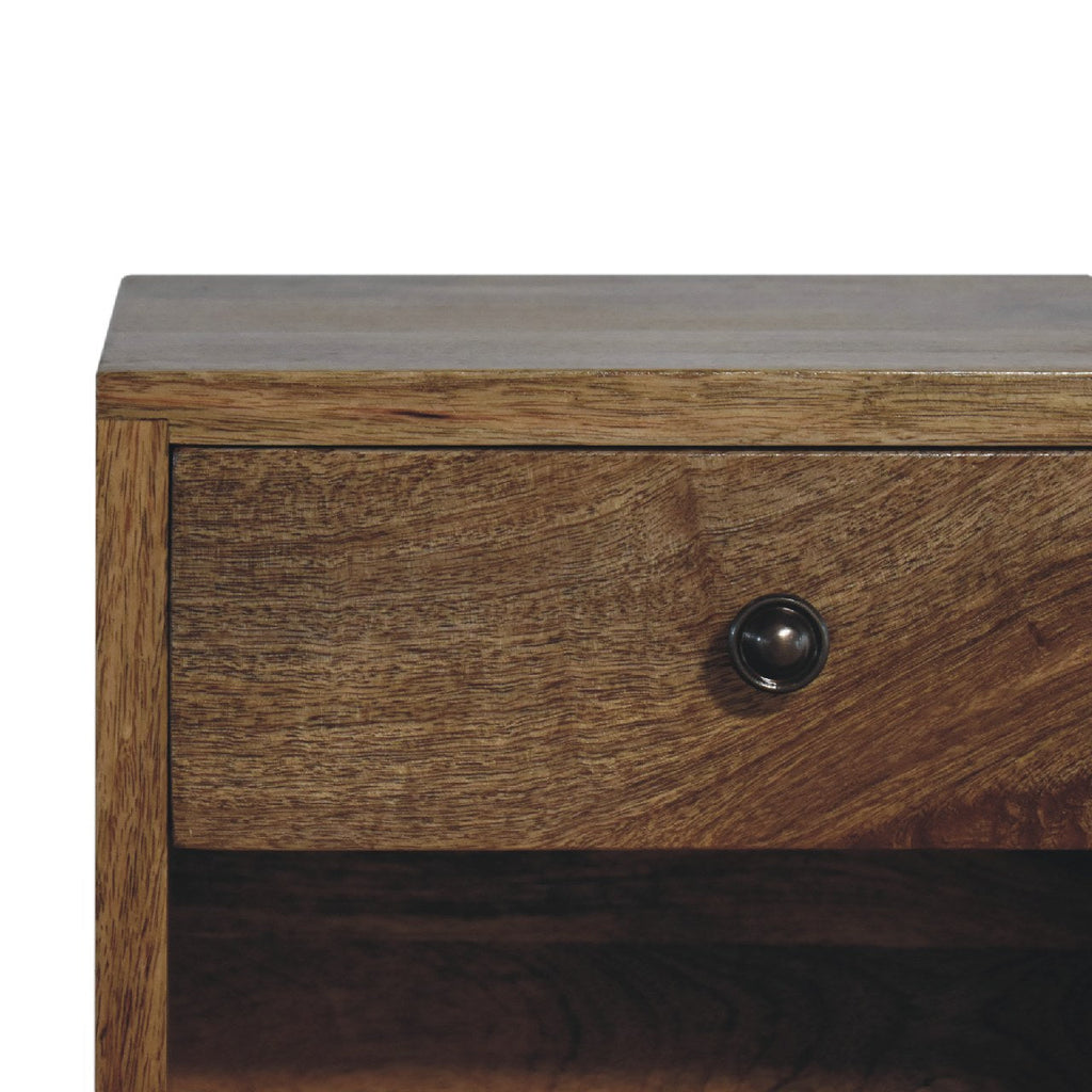 Floating Mini Classic Solid Mango Wood Nightstand – Oak-Ish Finish
