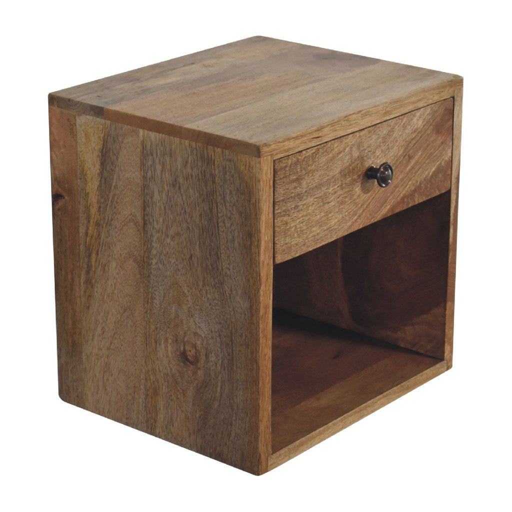 Floating Mini Classic Solid Mango Wood Nightstand – Oak-Ish Finish
