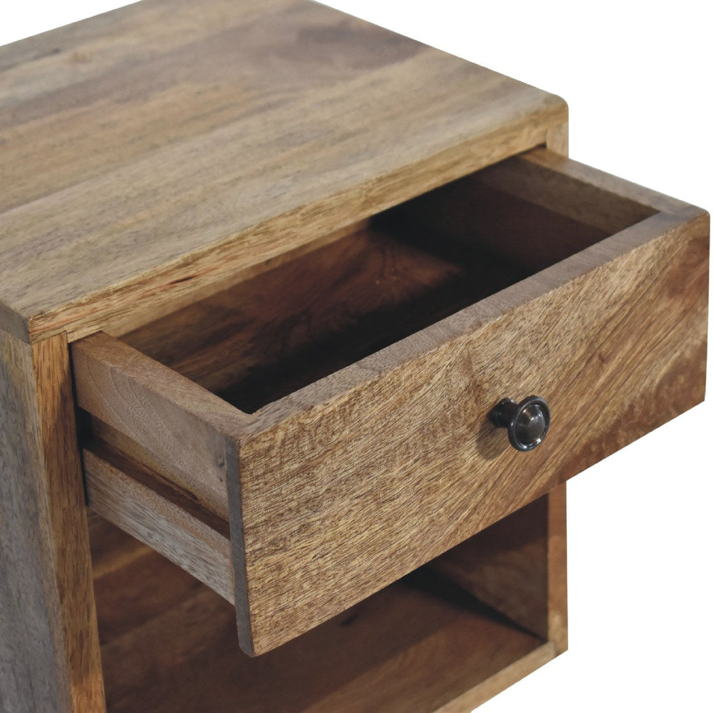 Floating Mini Classic Solid Mango Wood Nightstand – Oak-Ish Finish