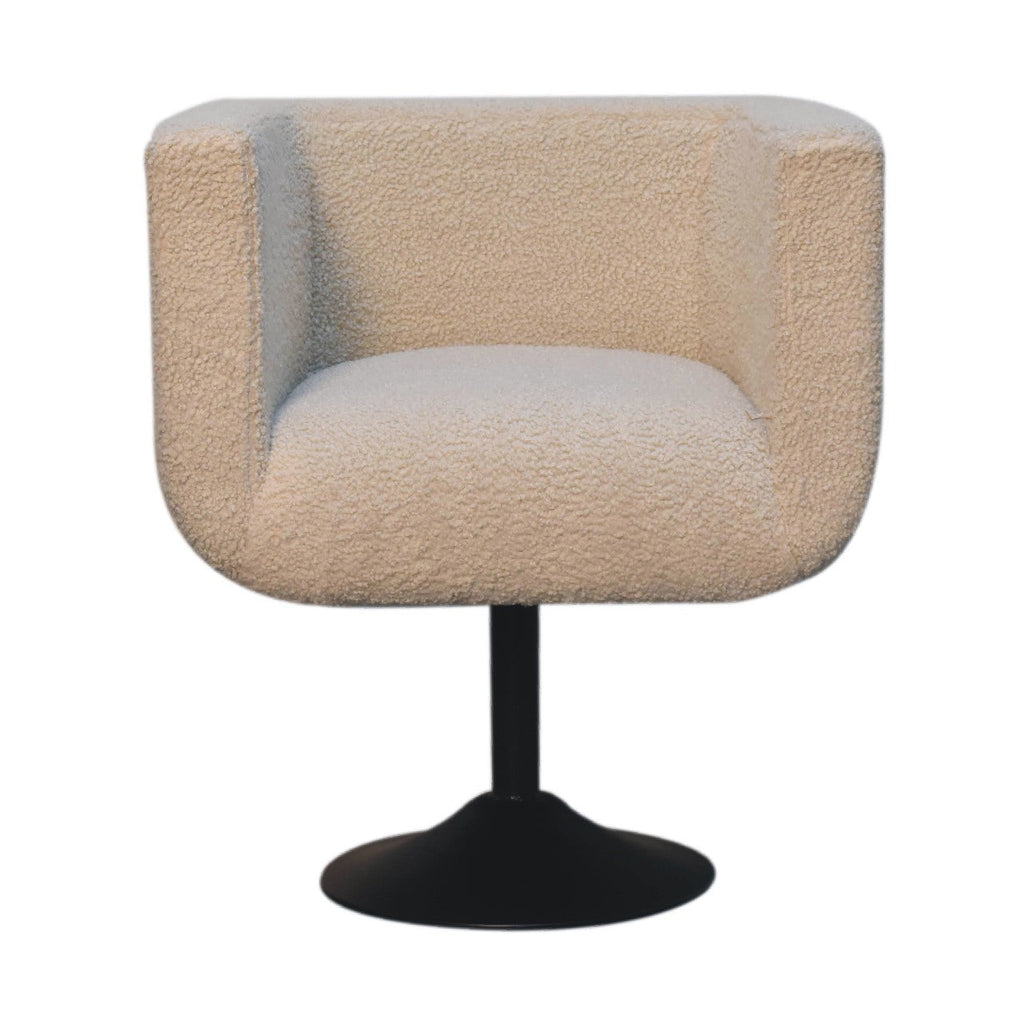 Cream Bouclé Swivel Chair