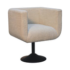 Cream Bouclé Swivel Chair