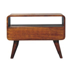 Mini Curved Solid Mango Wood Media Unit – Chestnut Finish